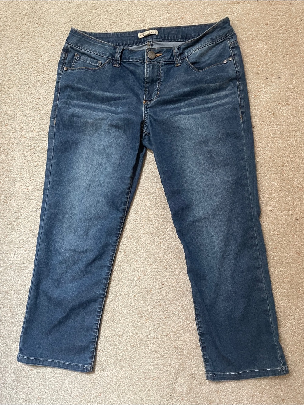 CAbi Blue cropped Women's Jeans with rivet details